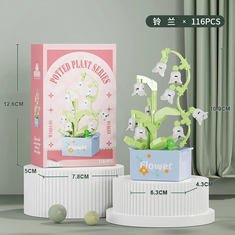 Ramo de flores Mini Diy juguetes de bloques de construcción para niños bloques para adultos Constructor Micro ladrillos conjunto de construcción regalo