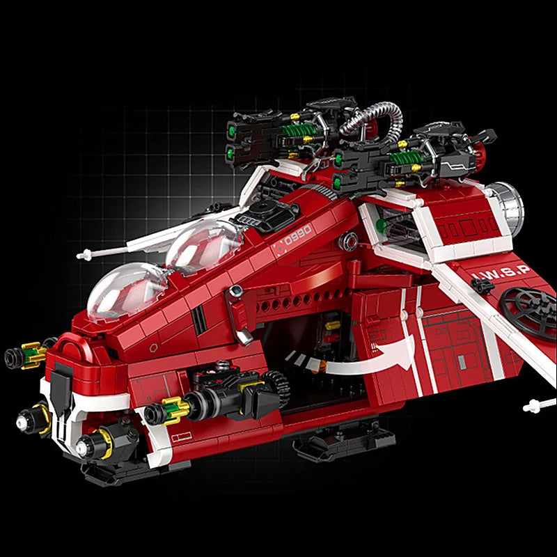 MOC Galaxy Space Gunship Starship-fighters nave espacial Aifcraft Dropship modelo bloques de construcción ladrillos juguetes regalos