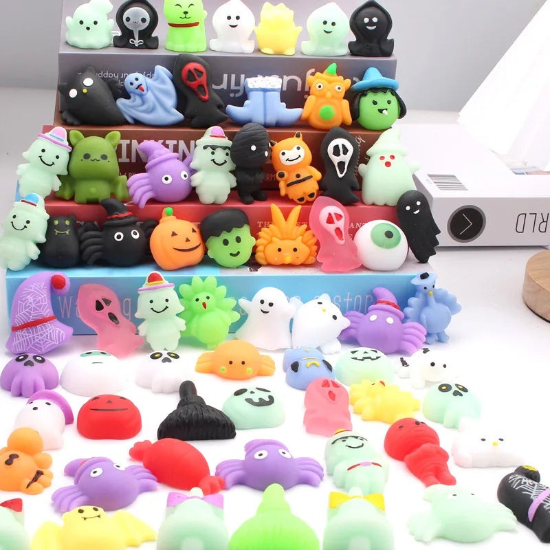 10/50 Uds. Squishies de Halloween Mochi juguetes sensoriales empuje suave alivio del estrés juguetes para apretar para niños regalos de Halloween bolsa de regalos relleno