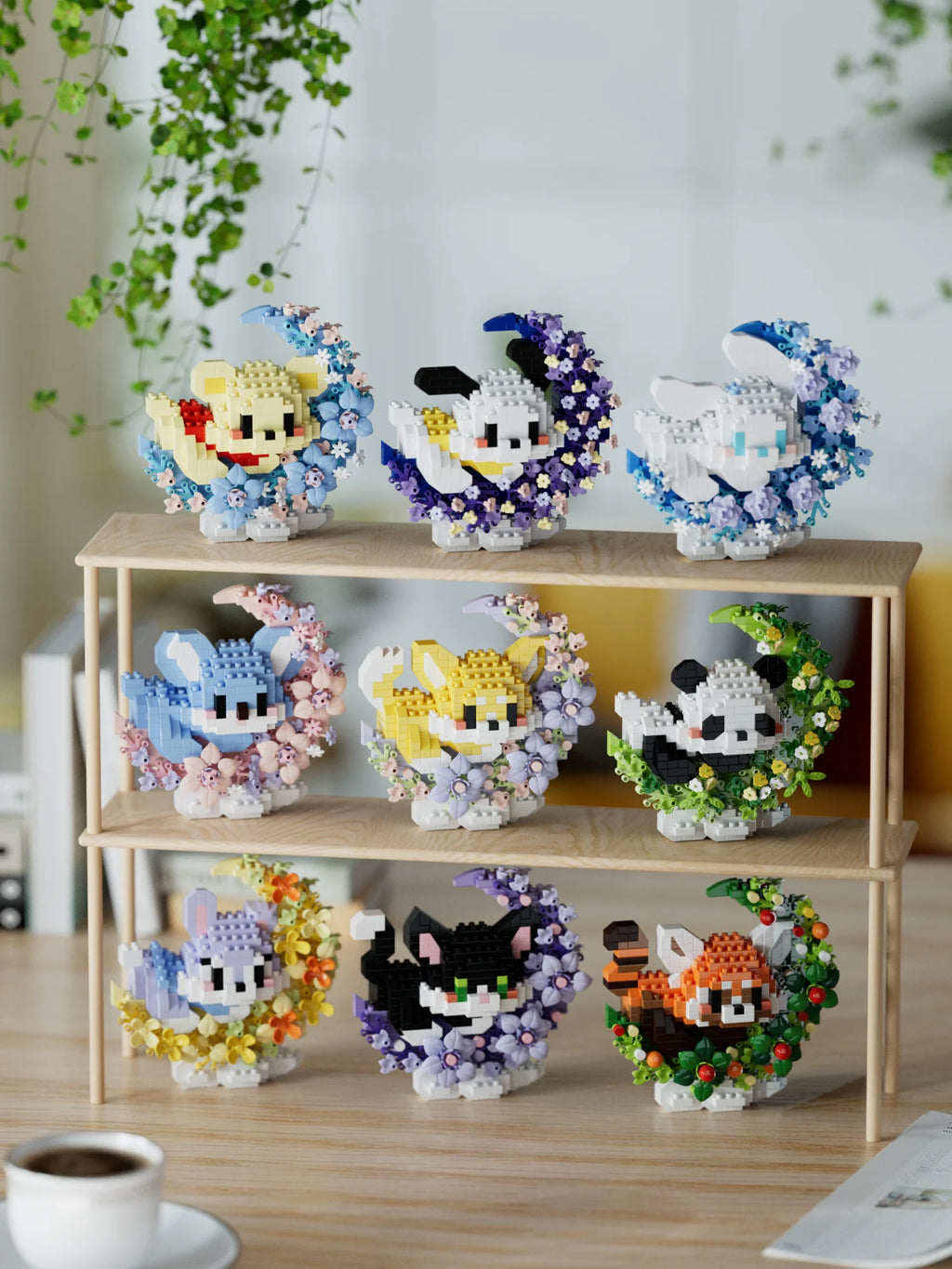 Mini perro gato panda mapache lindo mascota pequeño miniatura de bloques de construcción serie adornos juguete para niños regalos de cumpleaños de Navidad para niños