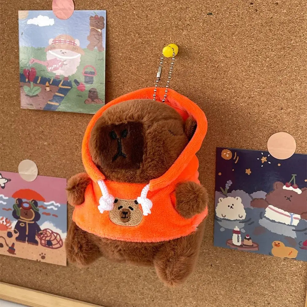 Lindo juguete de peluche de capibara de tamaño pequeño con alas Sudadera con capucha simulación muñeco de capibara juguete esponjoso regalos de cumpleaños
