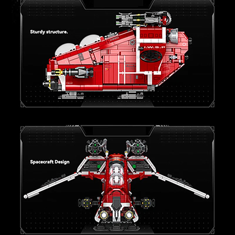 MOC Galaxy Space Gunship Starship-fighters nave espacial Aifcraft Dropship modelo bloques de construcción ladrillos juguetes regalos