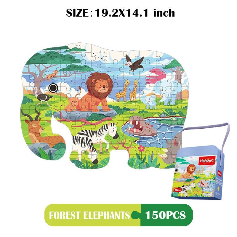 Hahowa-rompecabezas de animales único para niños, juguete con caja de regalo de papel, juegos educativos Montesorri, juguetes, regalos para niños