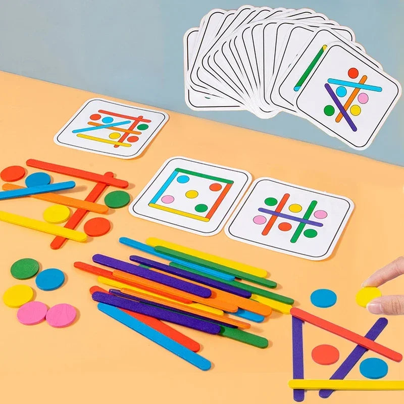 Rompecabezas Montessori para niños, juego de rompecabezas 3D de madera, palo Tangram, forma de anillo geométrico a juego, juguetes educativos para edades tempranas