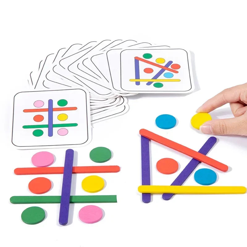 Rompecabezas Montessori para niños, juego de rompecabezas 3D de madera, palo Tangram, forma de anillo geométrico a juego, juguetes educativos para edades tempranas