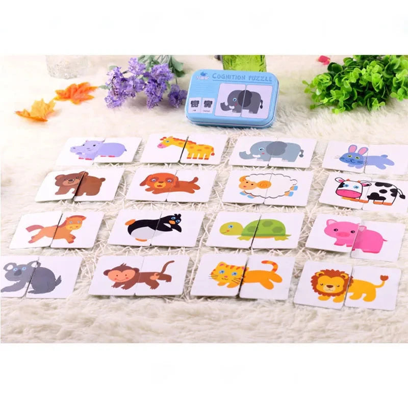 Rompecabezas para bebés, juguetes educativos Montessori, juegos de rompecabezas 3D de madera, caja de hierro, rompecabezas para niños, rompecabezas de madera para niños de 2 a 3 a 4 años