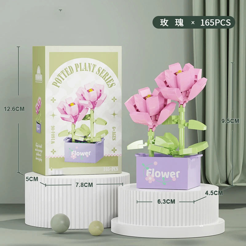 Ramo de flores Mini Diy juguetes de bloques de construcción para niños bloques para adultos Constructor Micro ladrillos conjunto de construcción regalo