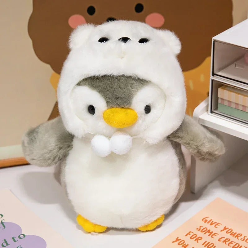 Juguete de peluche de pingüino para bebé, muñeco relajante para dormir, pingüino esponjoso, ropa, sombreros, almohada de Animal de peluche, regalo de cumpleaños, nuevo