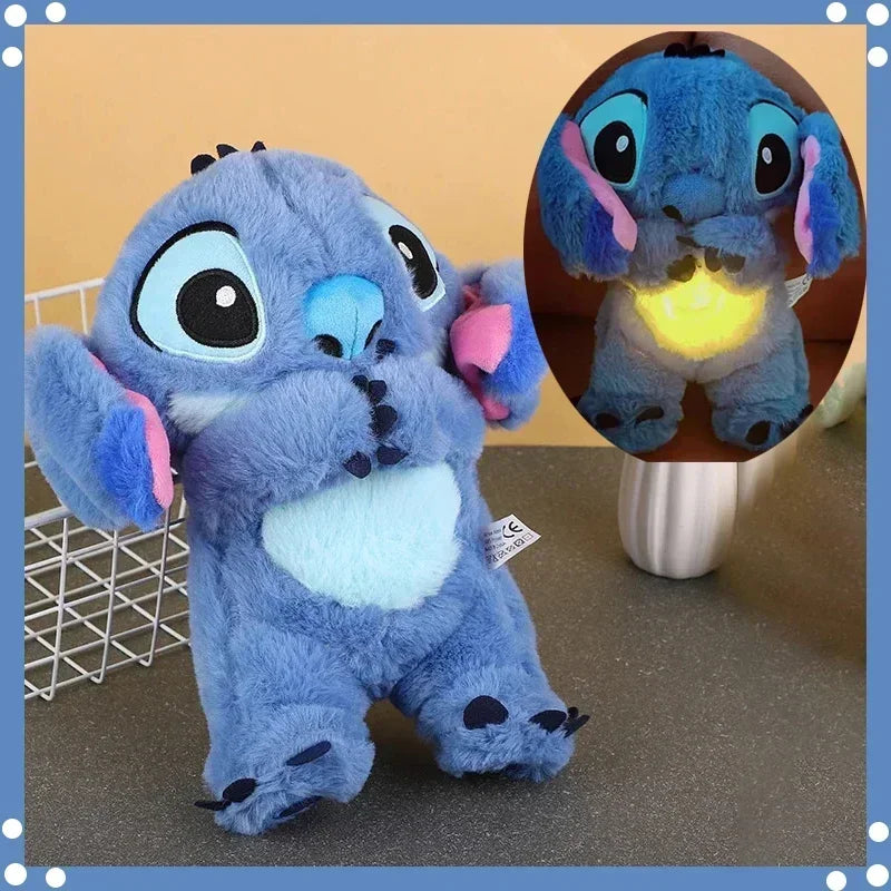 Muñeco de peluche Kawaii Stitch para bebé, compañero para dormir, sonido relajante, Musical Kawaii con bolsa de aire y muñeca ligera, juguetes para respirar, regalos