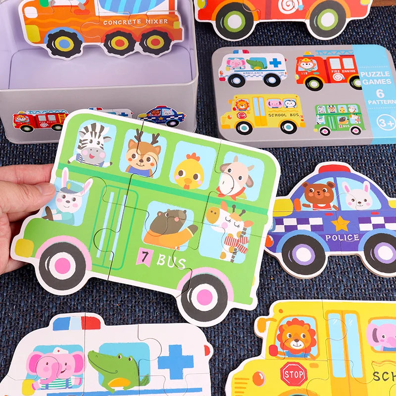Rompecabezas para bebés, juguetes educativos Montessori, juegos de rompecabezas 3D de madera, caja de hierro, rompecabezas para niños, rompecabezas de madera para niños de 2 a 3 a 4 años