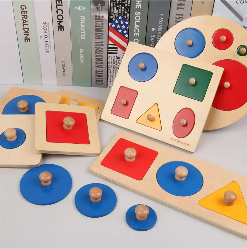 Rompecabezas Montessori de formas múltiples, rompecabezas de madera, juguete, tablero de agarre geométrico, clasificador de colores de formas educativas para bebés y niños de 1 2 3 Y