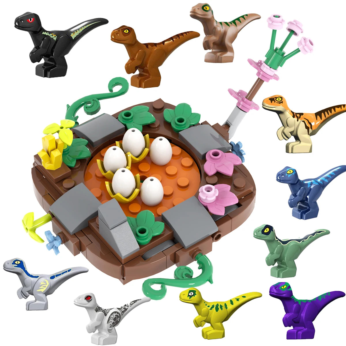 Nido de dinosaurio Jurásico para bebé, colección de juguetes de bloques de construcción, regalo de recuerdo, cumpleaños, Jurassic Rex Raptor