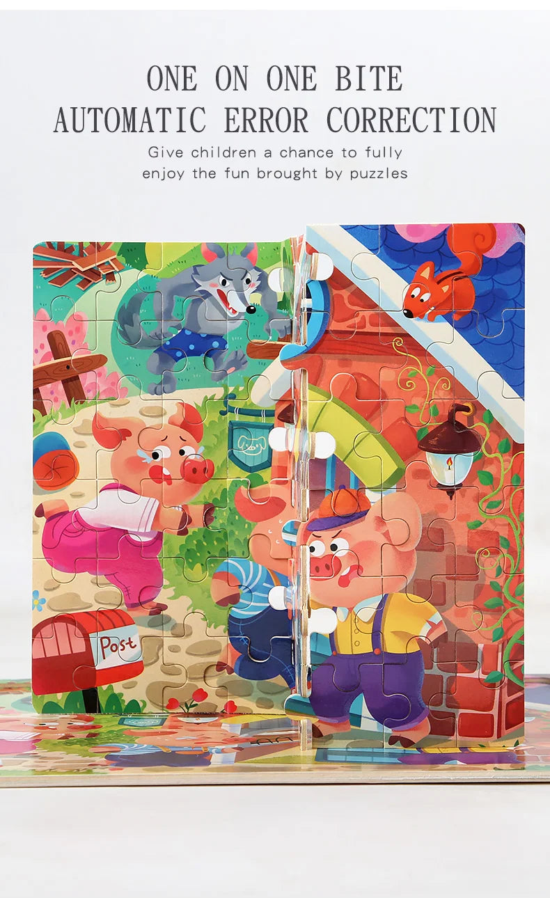 Rompecabezas de madera de 60 uds., rompecabezas 3D de colores, personajes de dibujos animados, animales, aprendizaje educativo temprano, pensamiento lógico, rompecabezas de enfoque, juguetes de regalo