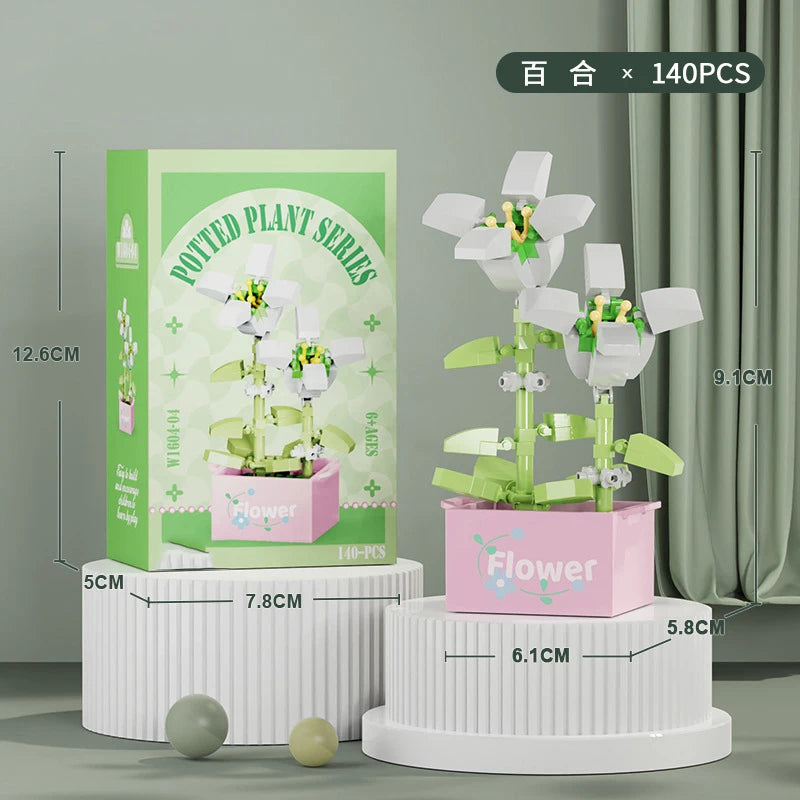 Ramo de flores Mini Diy juguetes de bloques de construcción para niños bloques para adultos Constructor Micro ladrillos conjunto de construcción regalo