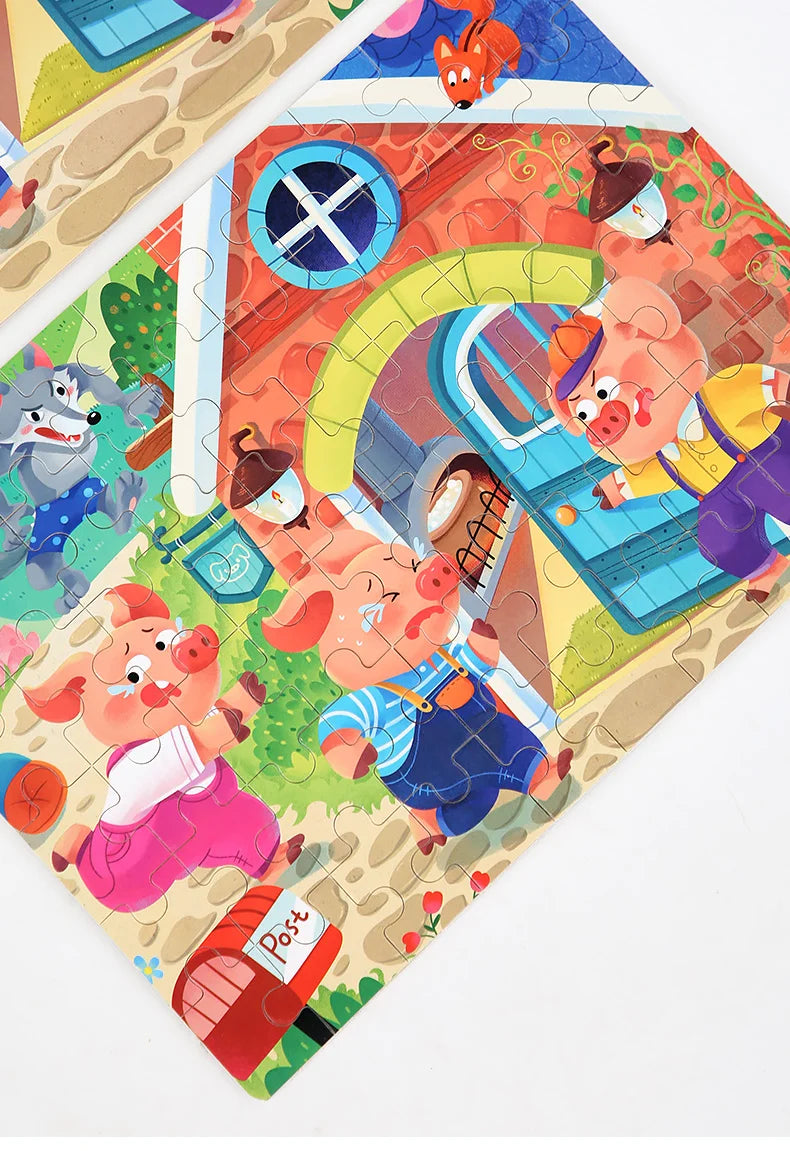 Rompecabezas de madera de 60 uds., rompecabezas 3D de colores, personajes de dibujos animados, animales, aprendizaje educativo temprano, pensamiento lógico, rompecabezas de enfoque, juguetes de regalo