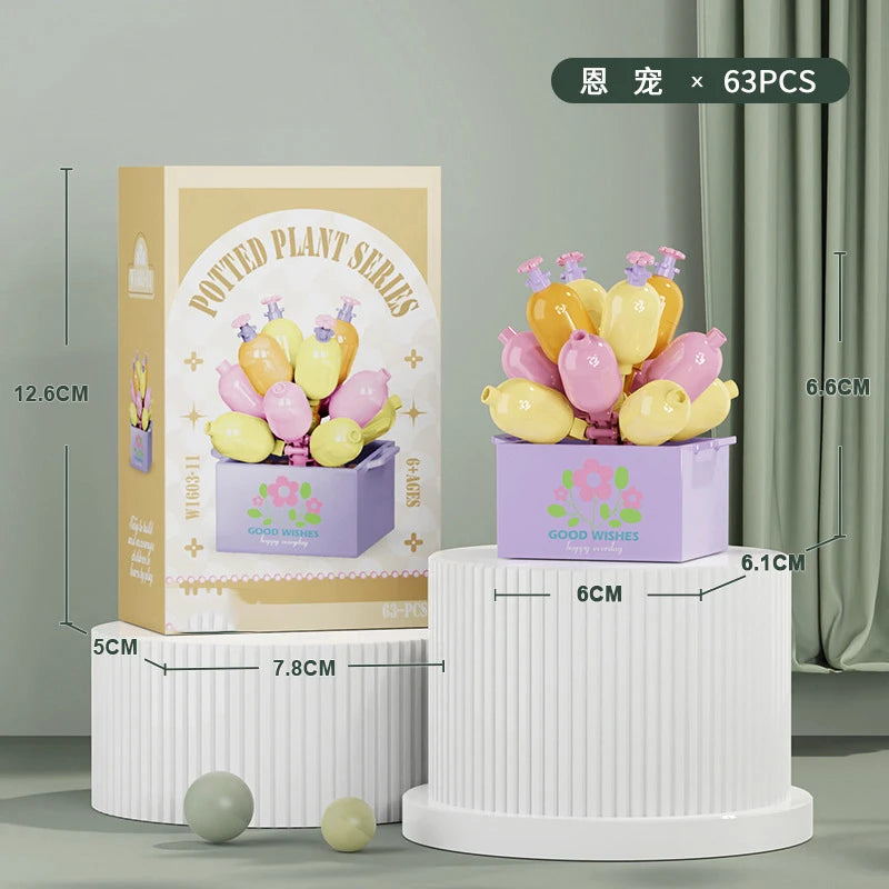 Ramo de flores Mini Diy juguetes de bloques de construcción para niños bloques para adultos Constructor Micro ladrillos conjunto de construcción regalo