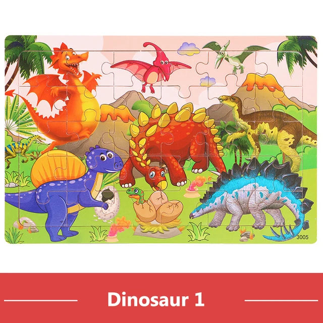 Rompecabezas 3D Montessori de 30 piezas económico, rompecabezas de madera con animales de dibujos animados, juego de mesa, juguetes educativos para niños, regalos