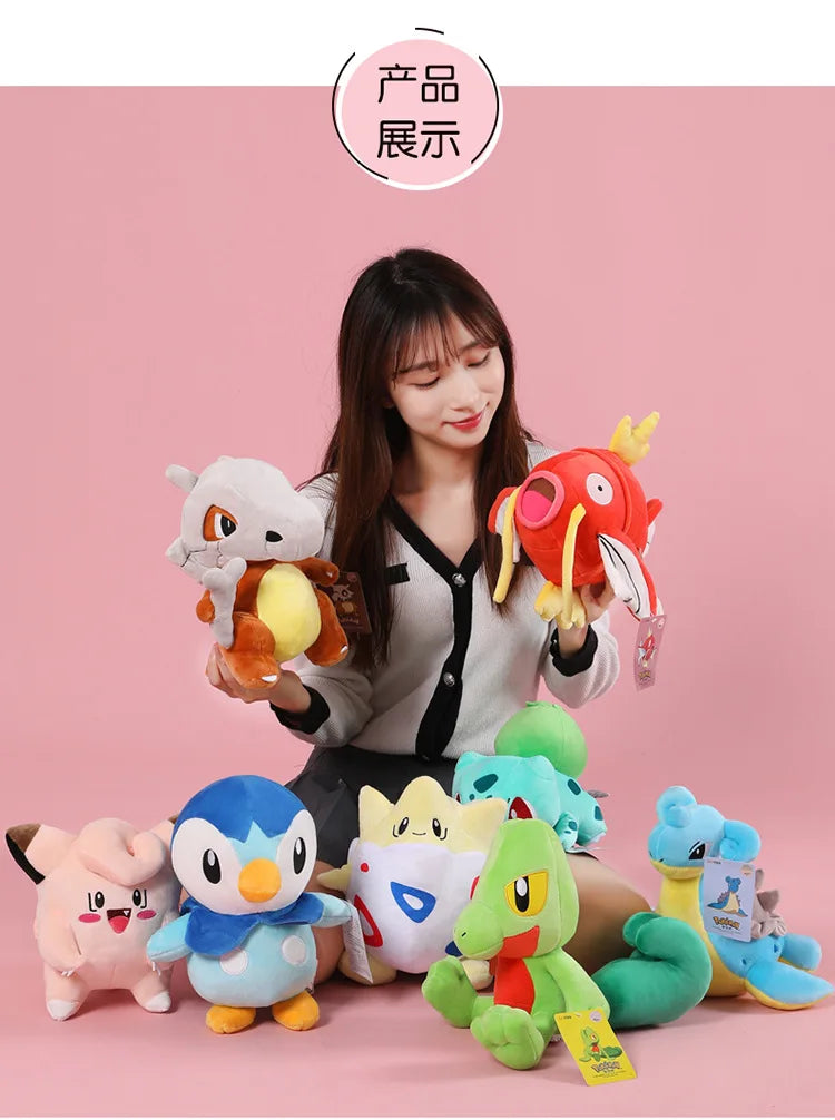 POKEMON-juguete de peluche Original Gengar Pikachu Kawaii Charizard, muñeco de peluche auténtico, juguetes Piplup de dibujos animados suaves y bonitos para regalo de niños