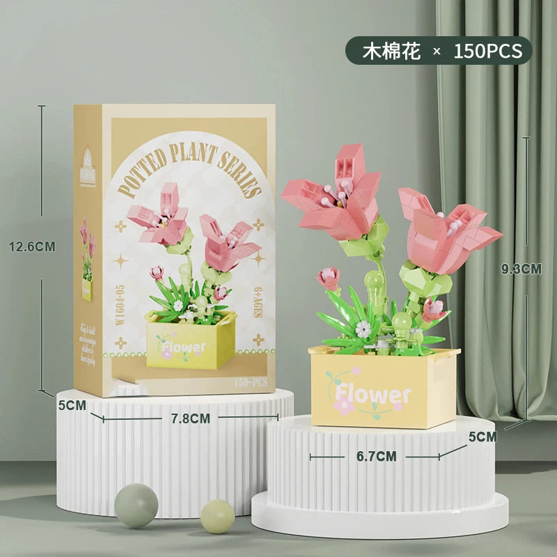 Ramo de flores Mini Diy juguetes de bloques de construcción para niños bloques para adultos Constructor Micro ladrillos conjunto de construcción regalo