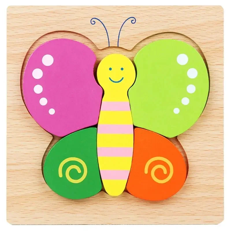 Rompecabezas de madera 3D de dibujos animados Montessori, rompecabezas de tráfico de animales, juguetes para niños, juego cognitivo educativo de Aprendizaje Temprano, regalos para niños