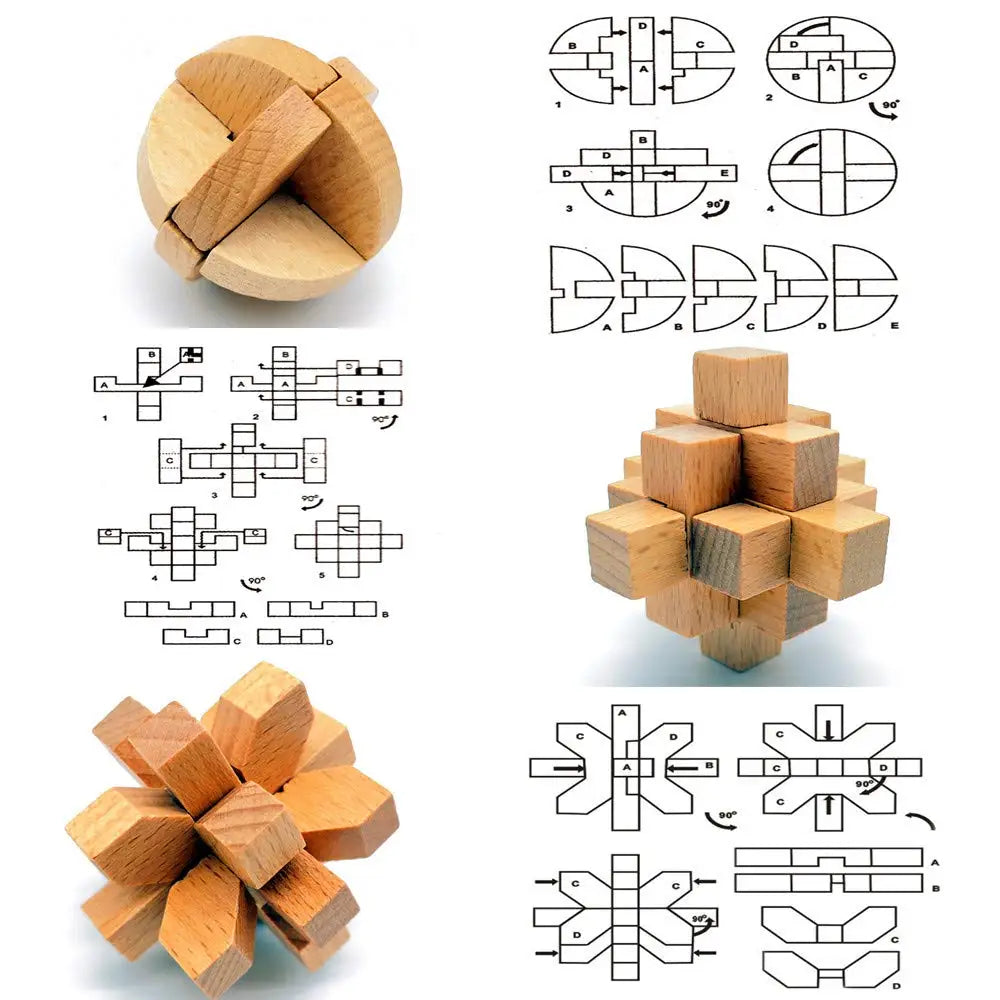 Kong Ming Lock de madera Lu Ban Lock IQ rompecabezas juguete educativo para niños Montessori rompecabezas 3D juego desbloquear juguetes para adultos