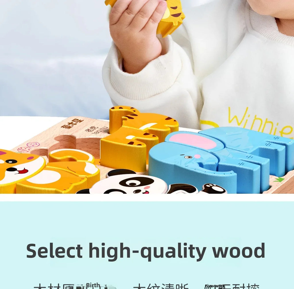 Rompecabezas de madera 3D de dibujos animados Montessori, rompecabezas de tráfico de animales, juguetes para niños, juego cognitivo educativo de Aprendizaje Temprano, regalos para niños