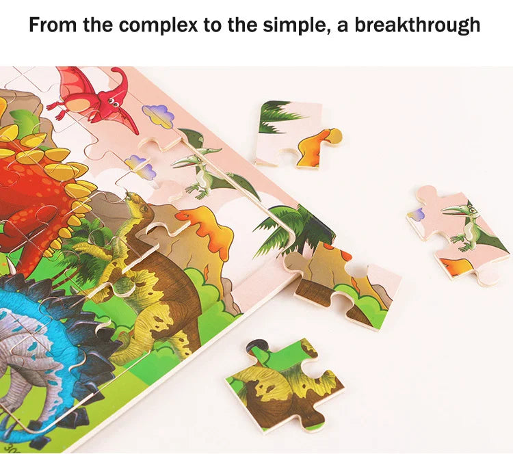 Rompecabezas 3D Montessori de 30 piezas económico, rompecabezas de madera con animales de dibujos animados, juego de mesa, juguetes educativos para niños, regalos