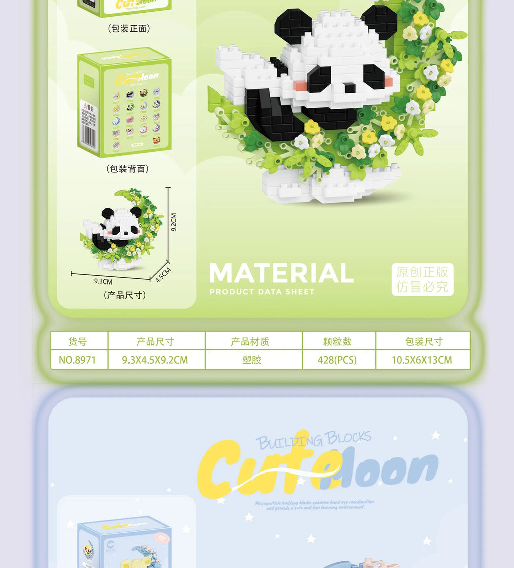Mini perro gato panda mapache lindo mascota pequeño miniatura de bloques de construcción serie adornos juguete para niños regalos de cumpleaños de Navidad para niños