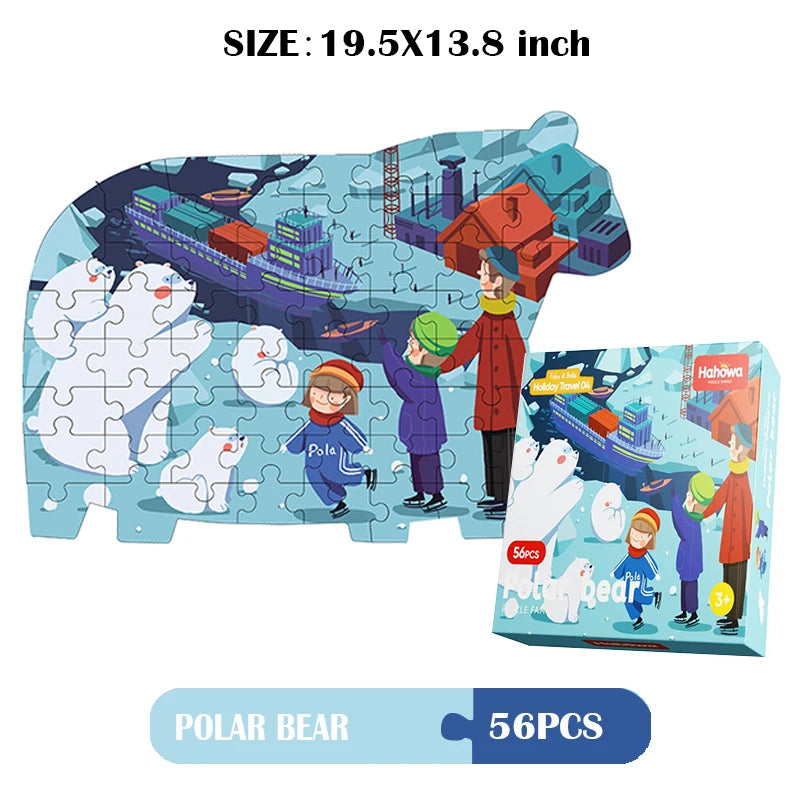 Hahowa-rompecabezas de animales único para niños, juguete con caja de regalo de papel, juegos educativos Montesorri, juguetes, regalos para niños