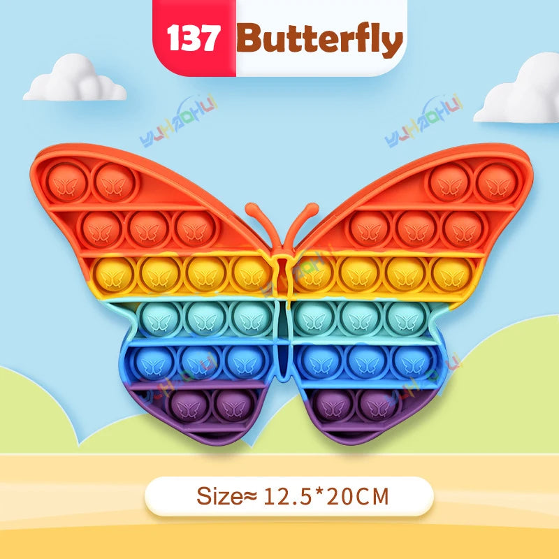 Arco Iris Pop Push Bubblle Fidget juguetes antiestrés para niños adultos juguetes sensoriales de necesidades especiales juguetes interactivos para niños