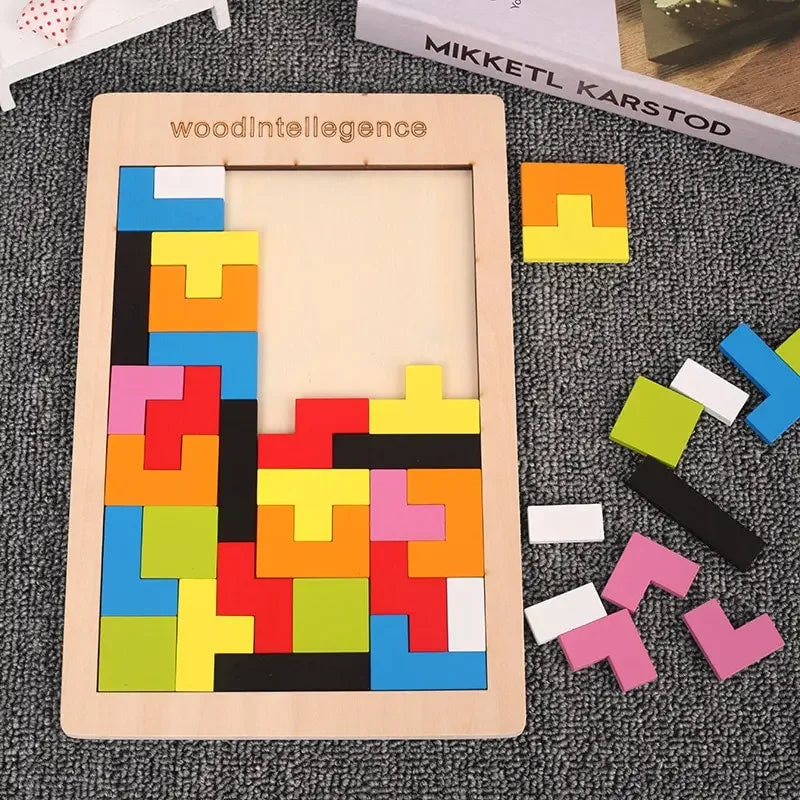 Rompecabezas de juguete, 1 Juego, rompecabezas de madera, juego divertido de educación temprana para bebés, regalo cuadrado lógico de pensamiento para niños