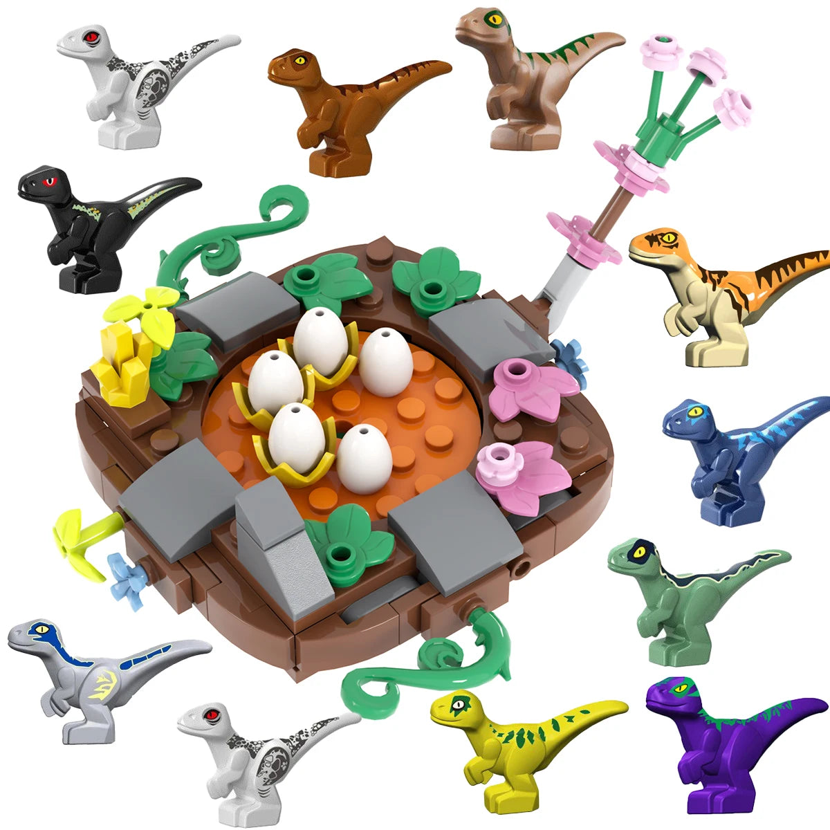 Nido de dinosaurio Jurásico para bebé, colección de juguetes de bloques de construcción, regalo de recuerdo, cumpleaños, Jurassic Rex Raptor