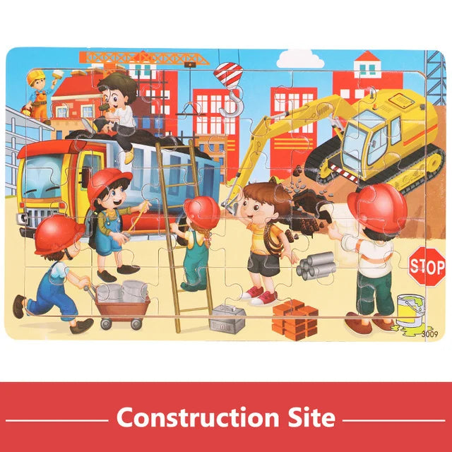 Rompecabezas 3D Montessori de 30 piezas económico, rompecabezas de madera con animales de dibujos animados, juego de mesa, juguetes educativos para niños, regalos