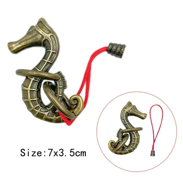 Rompecabezas de Metal IQ clásico para niños y adultos, rompecabezas mágico desconcertante, juego de rompecabezas con cordón, desbloqueo, juguete novedoso, 1 ud.