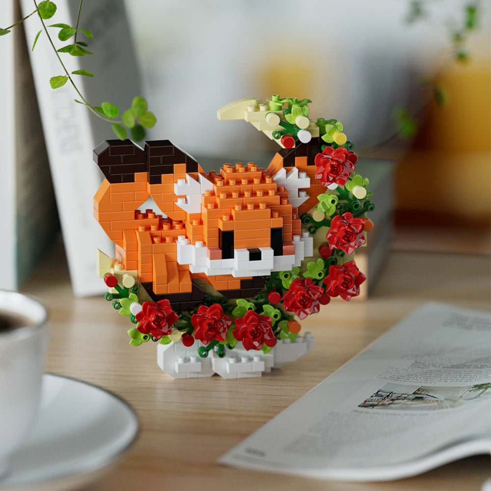 Mini perro gato panda mapache lindo mascota pequeño miniatura de bloques de construcción serie adornos juguete para niños regalos de cumpleaños de Navidad para niños