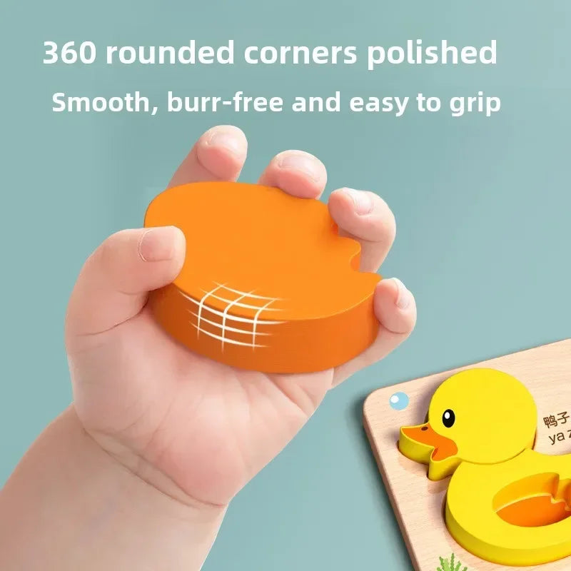 Rompecabezas de madera 3D de dibujos animados Montessori, rompecabezas de tráfico de animales, juguetes para niños, juego cognitivo educativo de Aprendizaje Temprano, regalos para niños