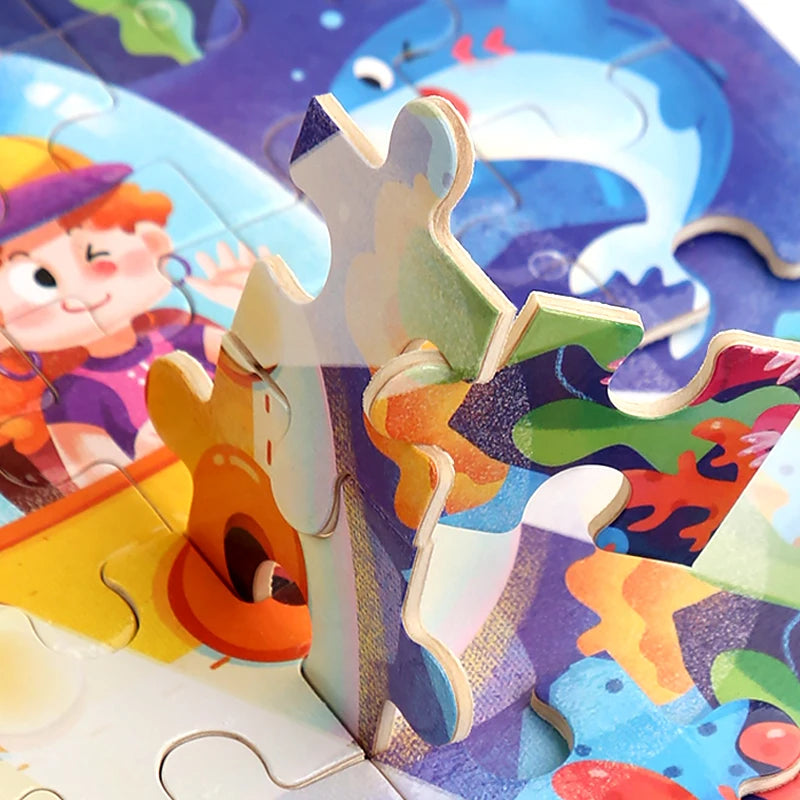 Rompecabezas de madera de 60 uds., rompecabezas 3D de colores, personajes de dibujos animados, animales, aprendizaje educativo temprano, pensamiento lógico, rompecabezas de enfoque, juguetes de regalo