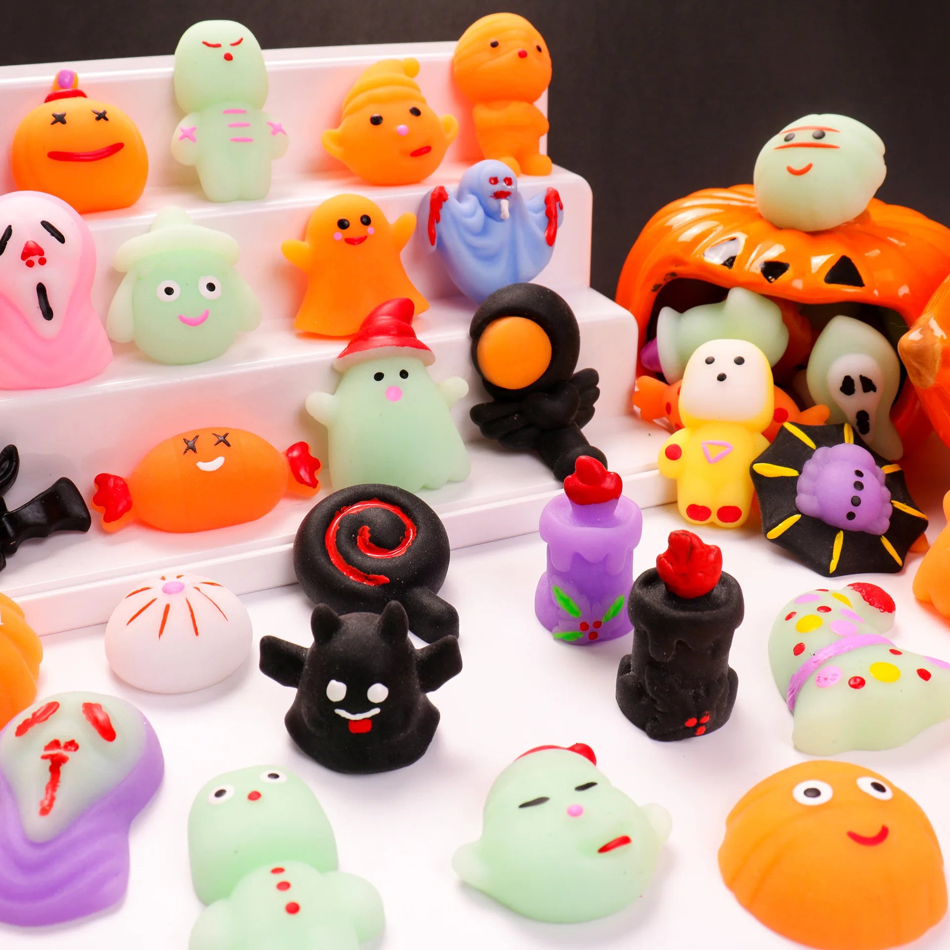 10/50 Uds. Squishies de Halloween Mochi juguetes sensoriales empuje suave alivio del estrés juguetes para apretar para niños regalos de Halloween bolsa de regalos relleno