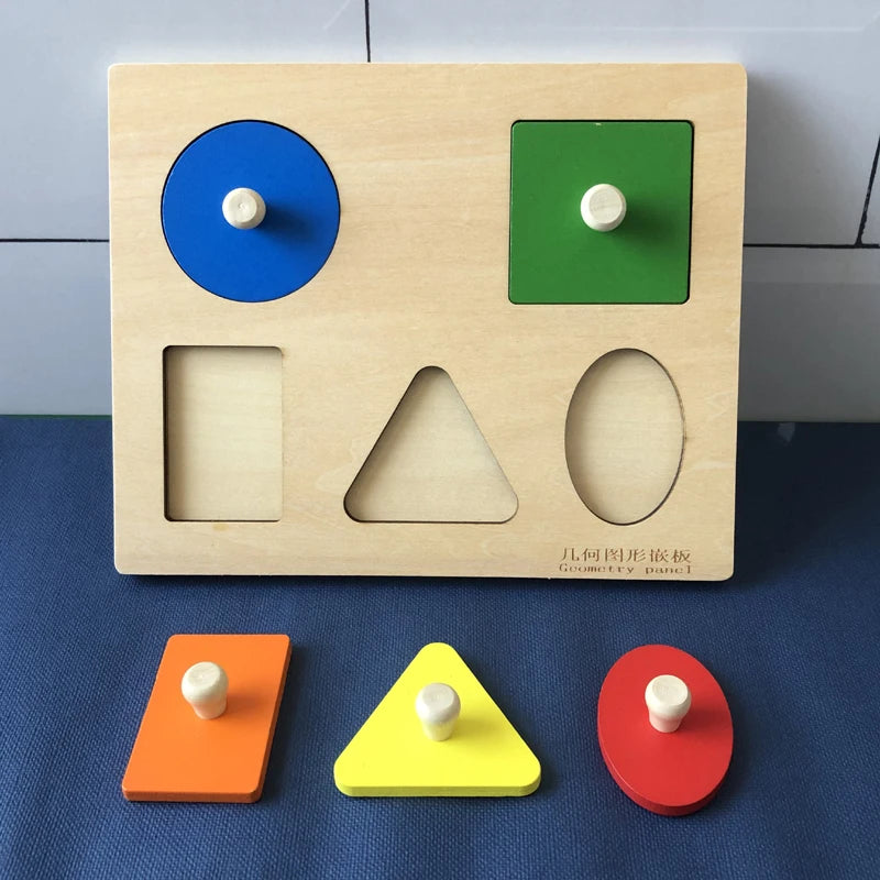 Rompecabezas Montessori de formas múltiples, rompecabezas de madera, juguete, tablero de agarre geométrico, clasificador de colores de formas educativas para bebés y niños de 1 2 3 Y