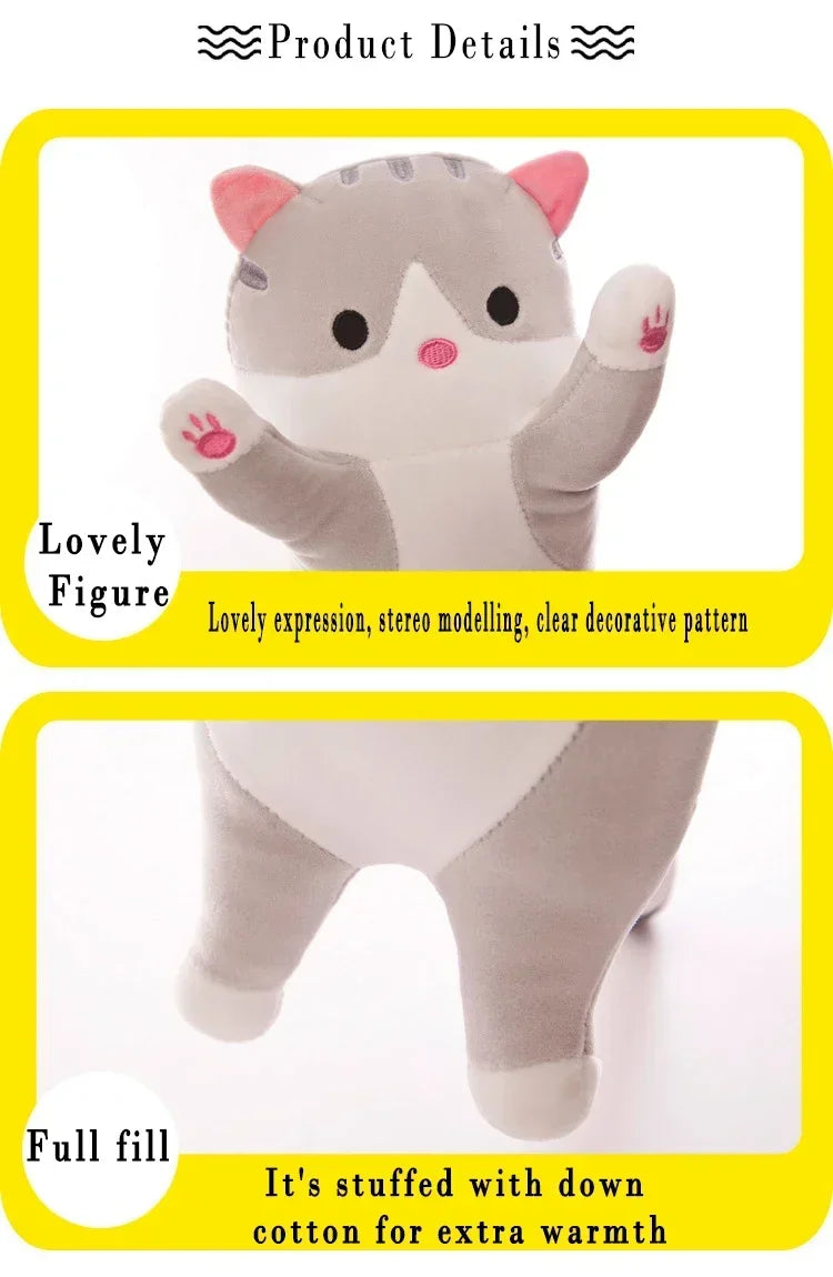 19,5 pulgadas lindo juguete de peluche de gato de 50cm largo rosa marrón gris gatos durmientes almohada de pierna Squishy pequeño Animal muñeca apaciguador regalo de peluche