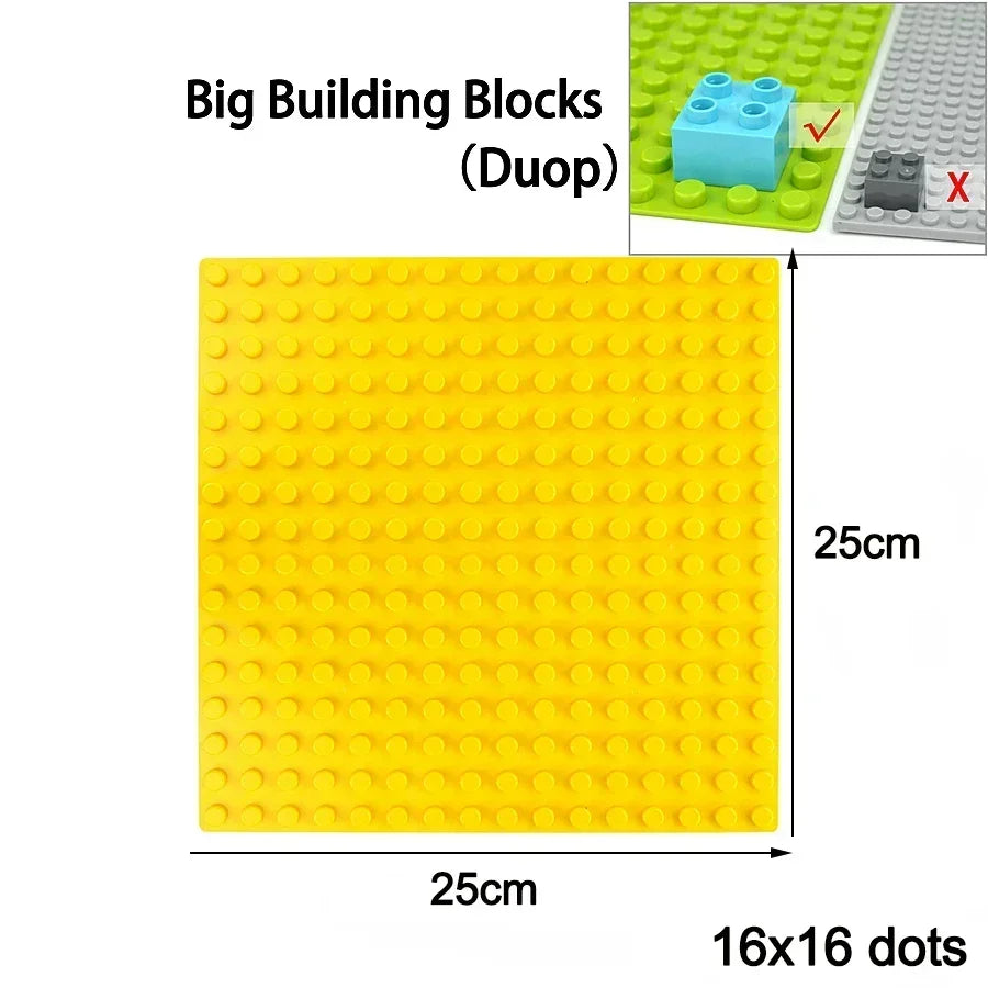 Placa base Duploes de gran tamaño, placas de montaje de ladrillos de 16x16 puntos, partículas grandes, figuras clásicas de animales, bloques de construcción, juguetes para niños
