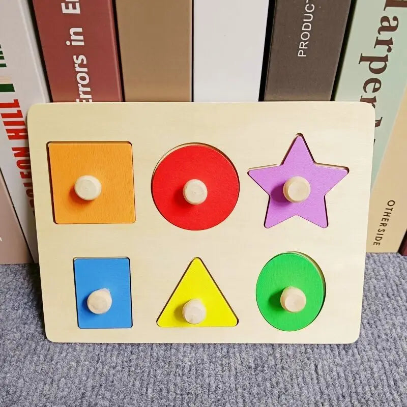 Rompecabezas Montessori de formas múltiples, rompecabezas de madera, juguete, tablero de agarre geométrico, clasificador de colores de formas educativas para bebés y niños de 1 2 3 Y