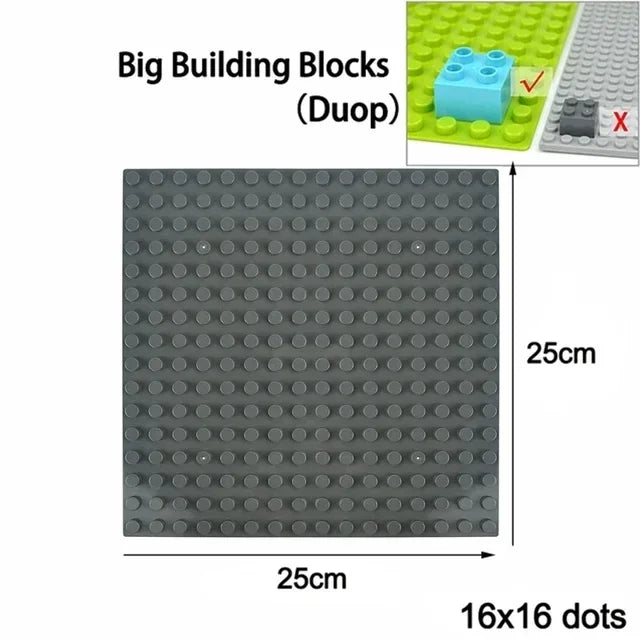 Placa base Duploes de gran tamaño, placas de montaje de ladrillos de 16x16 puntos, partículas grandes, figuras clásicas de animales, bloques de construcción, juguetes para niños
