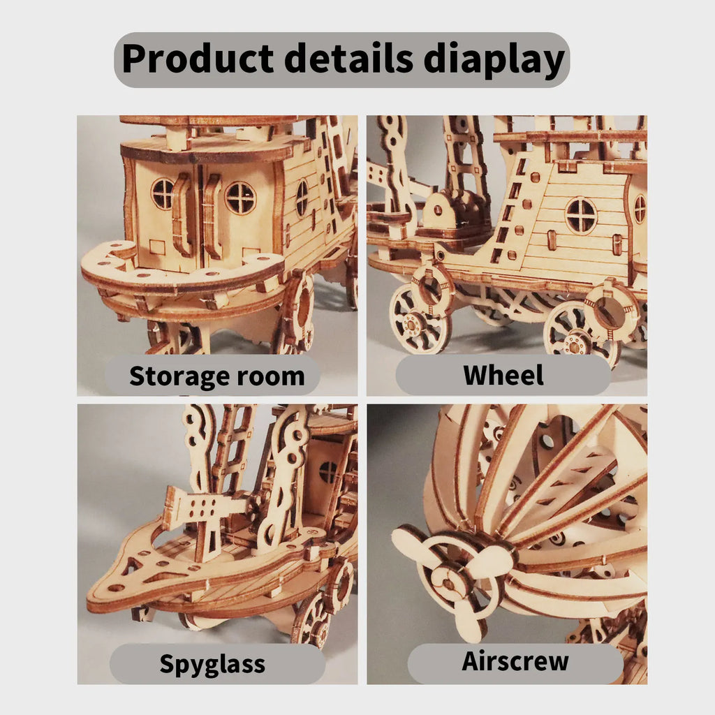 Rompecabezas de madera 3D, kits de modelos de dirigible para adultos, Kit de construcción de modelos, rompecabezas para adultos para construir artesanías mecánicas