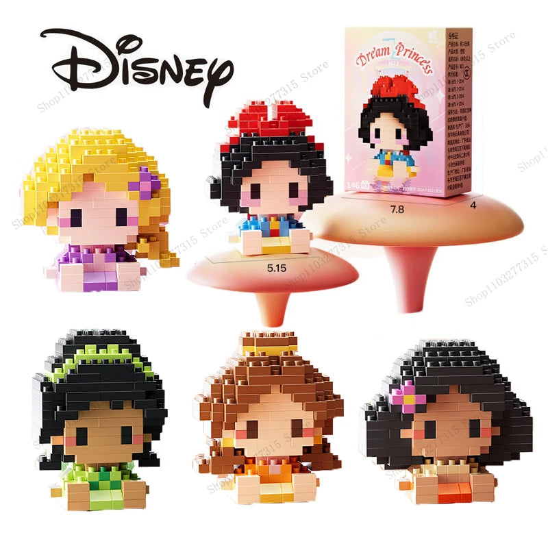 Bloques de construcción de la serie de princesas de Disney, modelo Animal de Bella Blancanieves, partículas pequeñas ensambladas, rompecabezas DIY, regalos de cumpleaños para niños