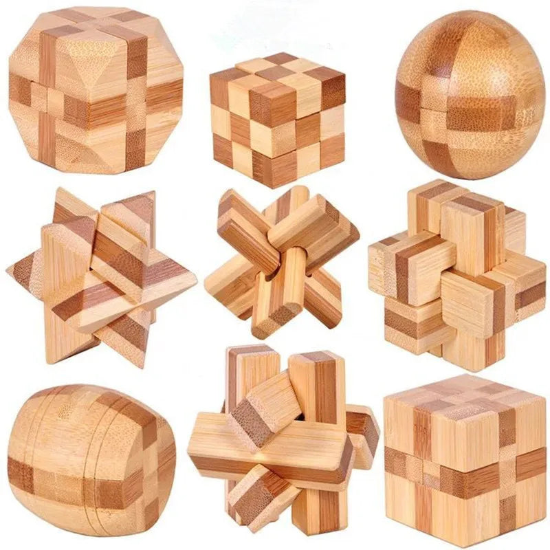 Kong Ming Lock de madera Lu Ban Lock IQ rompecabezas juguete educativo para niños Montessori rompecabezas 3D juego desbloquear juguetes para adultos