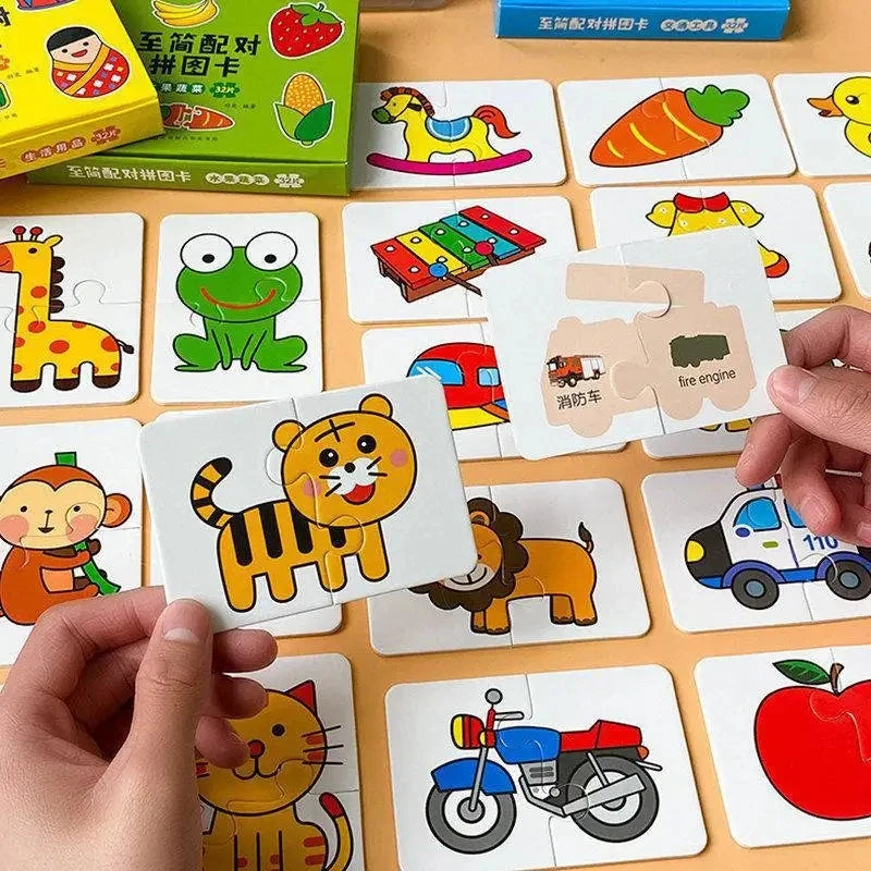 Rompecabezas de animales para niños pequeños de 1, 2, 3 años, niños y niñas, aprendizaje de animales, tarjeta de memoria, juego a juego, juguetes educativos para niños