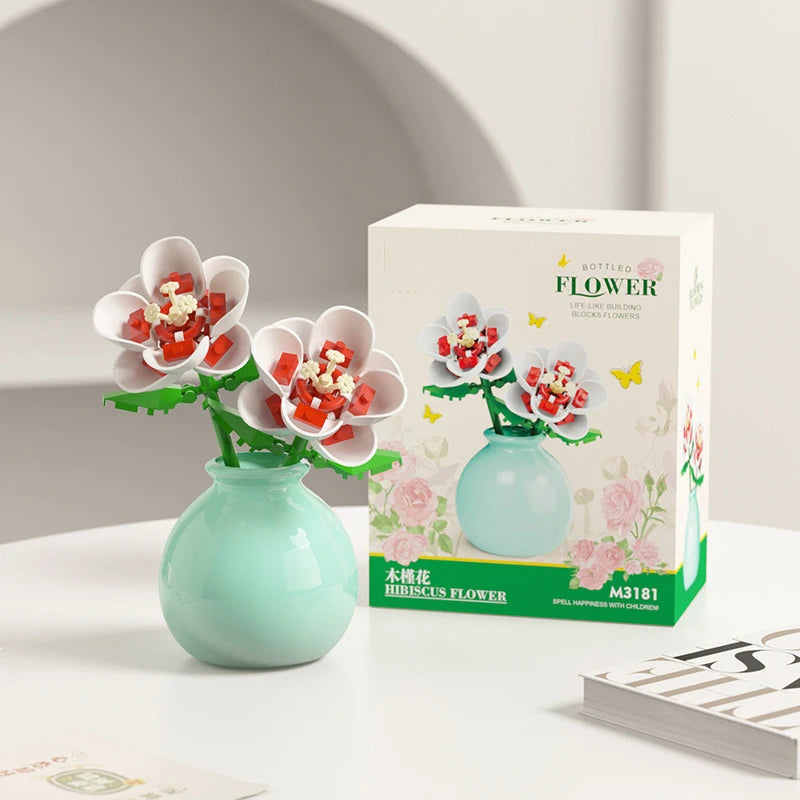 Ramo de flores para adultos, micropartículas de bloques de construcción, juguete para niños y niñas de 6 a 12 años, regalo de cumpleaños, Mini ladrillos de flores