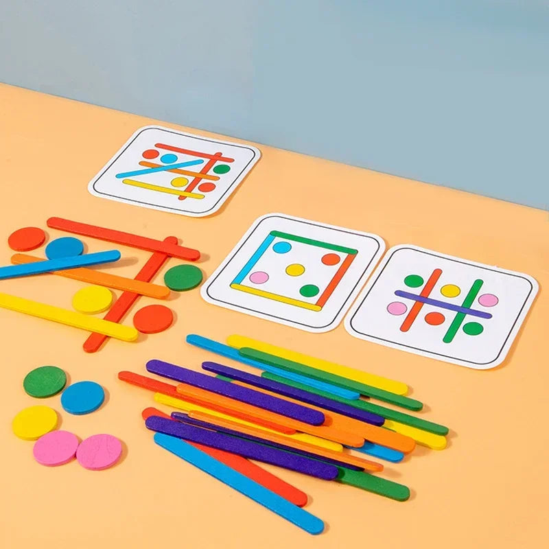 Rompecabezas Montessori para niños, juego de rompecabezas 3D de madera, palo Tangram, forma de anillo geométrico a juego, juguetes educativos para edades tempranas