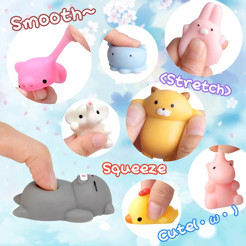 50-5 uds. De juguetes blandos Kawaii Mochi Anima para niños, pelota antiestrés para apretar, recuerdos de fiesta, juguetes para aliviar el estrés para cumpleaños